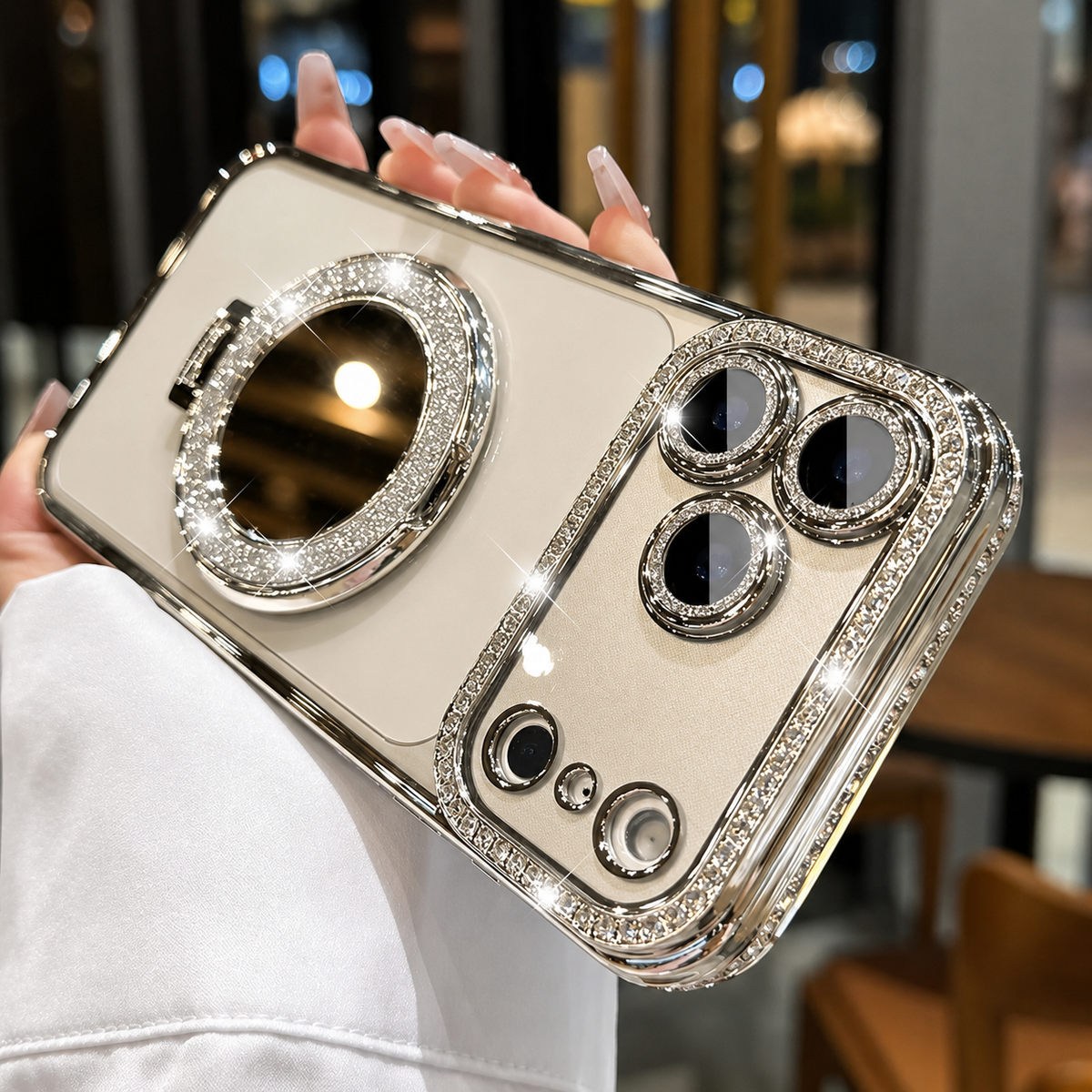 Premium iPhone Case MagSafe Compatible Diamond Mirror Glitter Cover Transparent Protection