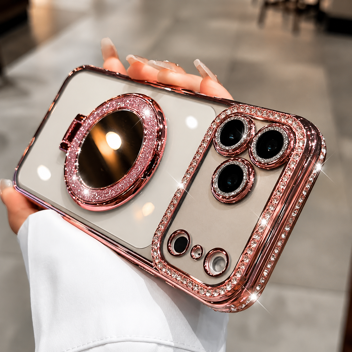 Premium iPhone Case MagSafe Compatible Diamond Mirror Glitter Cover Transparent Protection