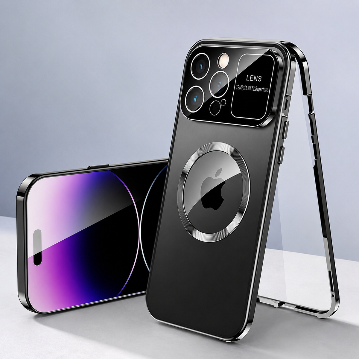 Premium iPhone Case MagSafe Compatible Double-Sided Tempered Glass Cover Magnetic Frame Protection