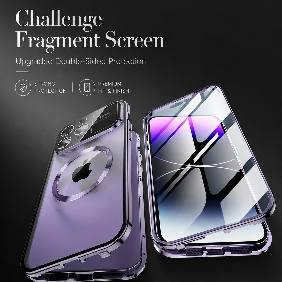 Premium iPhone Case MagSafe Compatible Double-Sided Tempered Glass Cover Magnetic Frame Protection