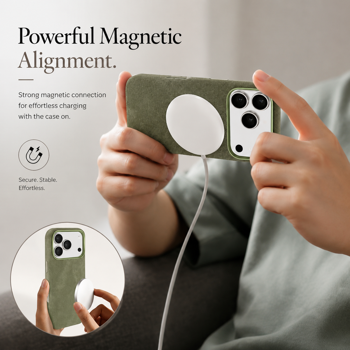 Premium iPhone Case MagSafe Compatible Fiber Leather Protective Cover Matte Anti Fingerprint Shockproof Slim Wireless Charging Full Coverage