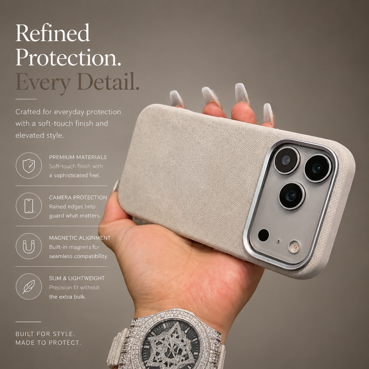 Premium iPhone Case MagSafe Compatible Fiber Leather Protective Cover Matte Anti Fingerprint Shockproof Slim Wireless Charging Full Coverage