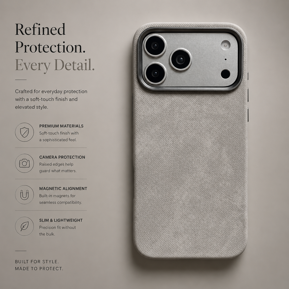 Premium iPhone Case MagSafe Compatible Fiber Leather Protective Cover Matte Anti Fingerprint Shockproof Slim Wireless Charging Full Coverage