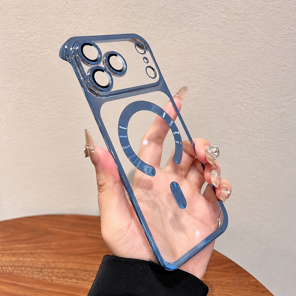 Premium iPhone Case MagSafe Compatible Frameless Transparent Cover Camera Protection