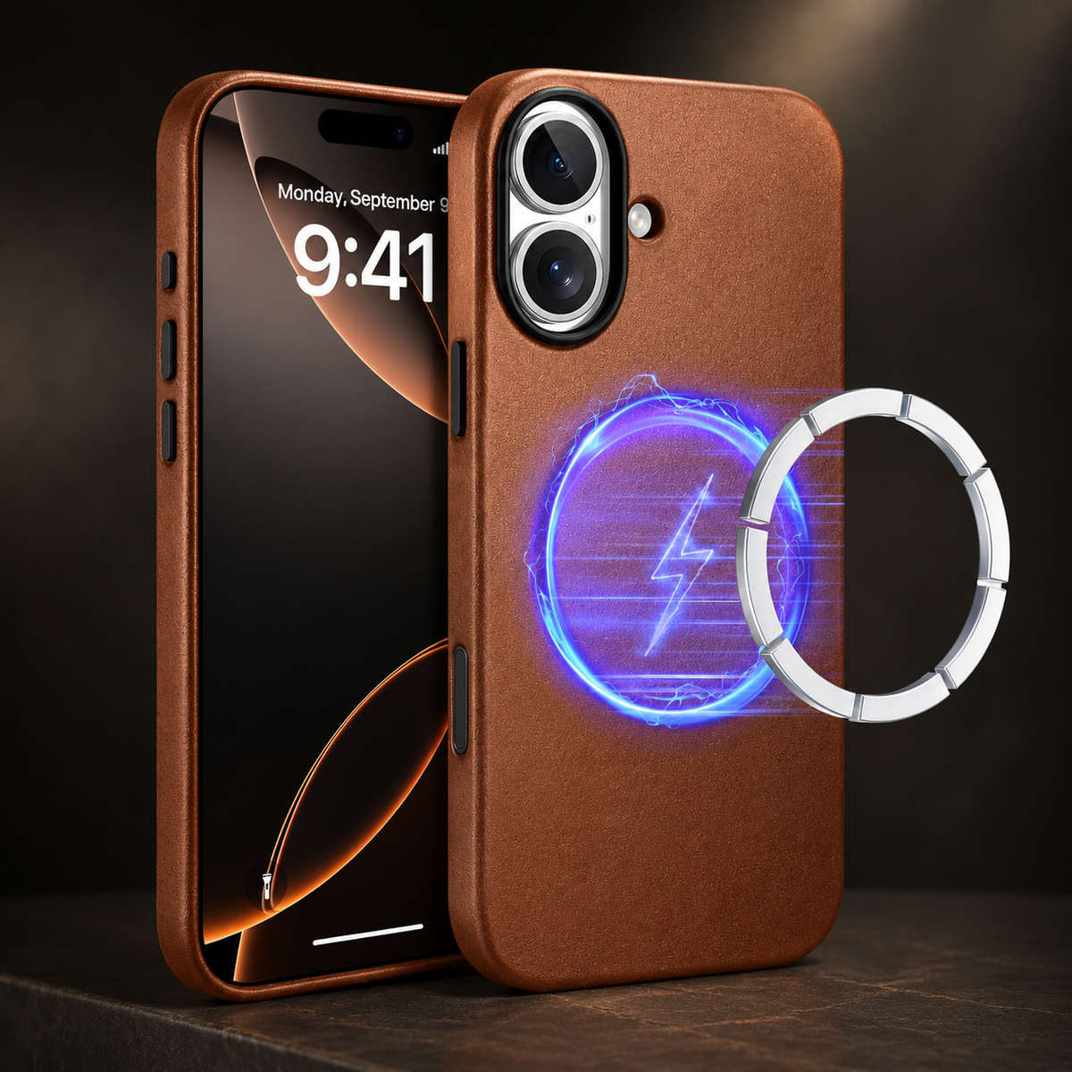 Premium iPhone Case MagSafe Compatible Genuine Leather Slim Cover Full Shockproof Protection