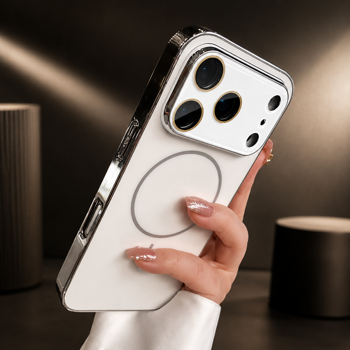 Premium iPhone Case MagSafe Compatible Hard PC Cover Tempered Glass Camera Protection