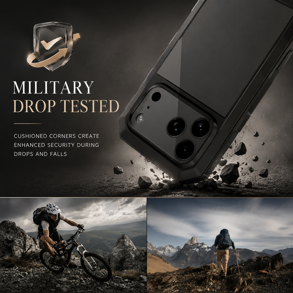Premium iPhone Case MagSafe Compatible Heavy Duty Metal Cover Built-In Glass Screen Protection