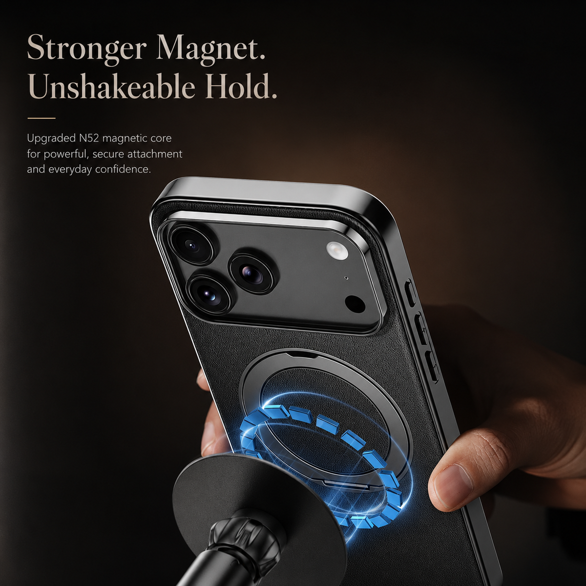 Premium iPhone Case MagSafe Compatible Leather Ring Holder Cover Lens Protection