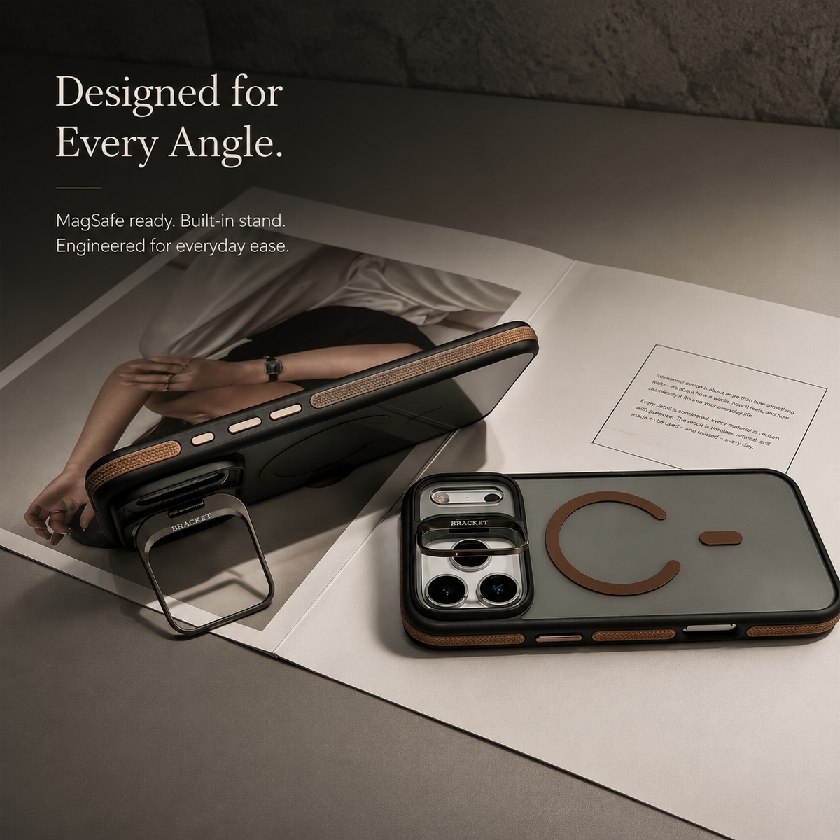 Premium iPhone Case MagSafe Compatible Matte Transparent Protective Cover Metal Kickstand Shockproof Armor Wireless Charging Full Coverage