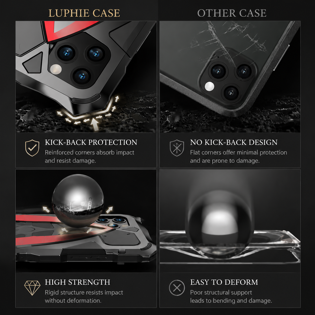 Premium iPhone Case MagSafe Compatible Metal Armor Cover Shockproof TPU Interior Ultra Thin Protection