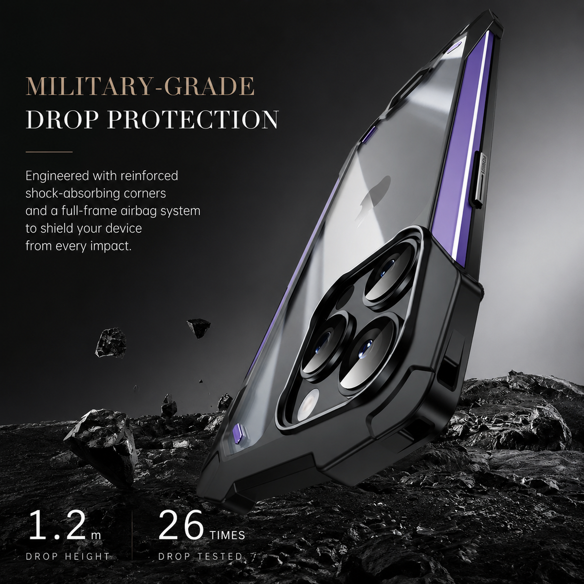 Premium iPhone Case MagSafe Compatible Military Armor Metal Frame Cover 360° Full Protection