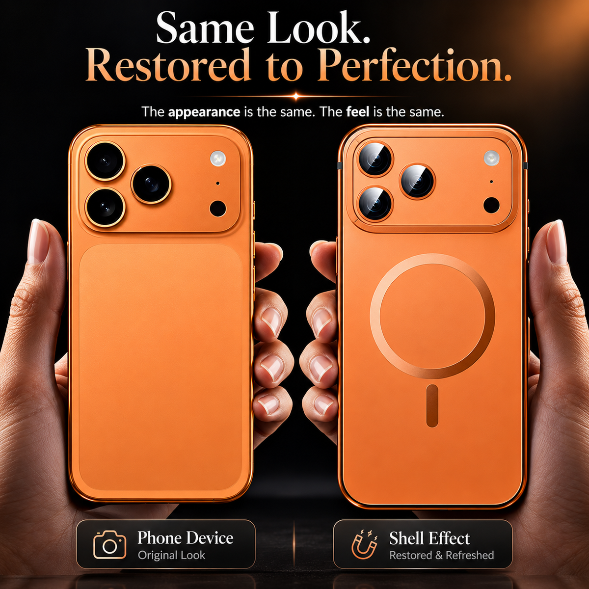 Premium iPhone Case MagSafe Compatible Orange Aluminum Alloy Cover Shockproof Matte Protection