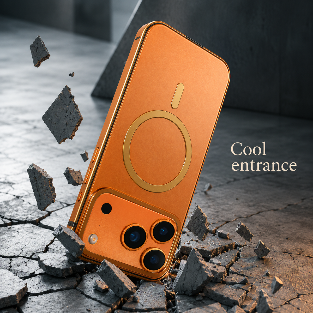 Premium iPhone Case MagSafe Compatible Orange Aluminum Alloy Cover Shockproof Matte Protection