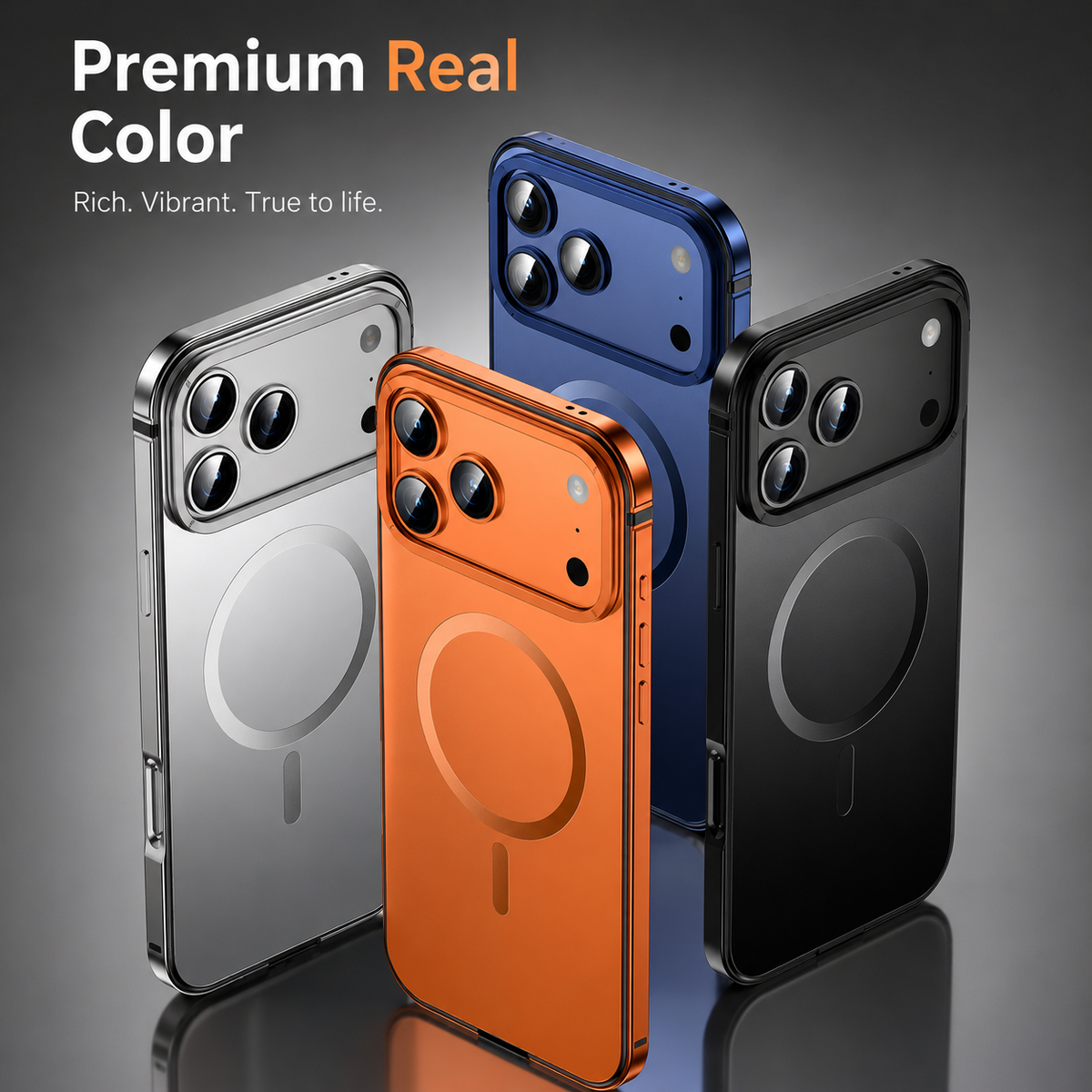 Premium iPhone Case MagSafe Compatible Orange Aluminum Alloy Cover Shockproof Matte Protection