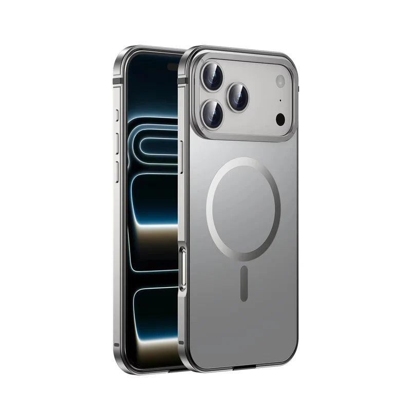 Premium iPhone Case MagSafe Compatible Orange Aluminum Alloy Cover Shockproof Matte Protection