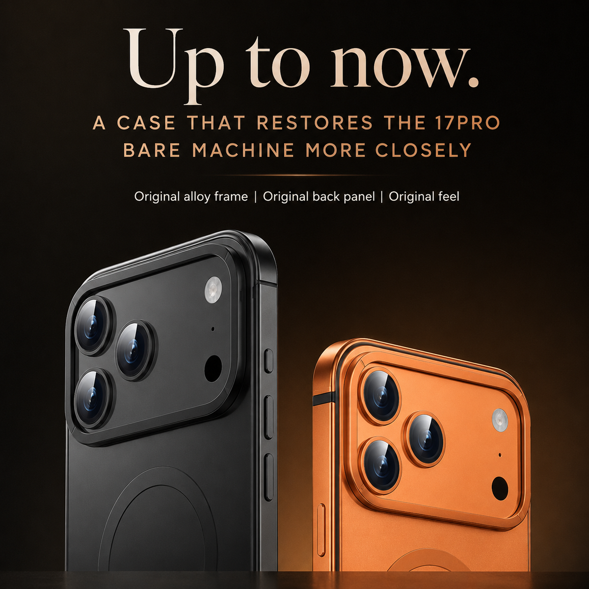 Premium iPhone Case MagSafe Compatible Orange Aluminum Alloy Cover Shockproof Matte Protection