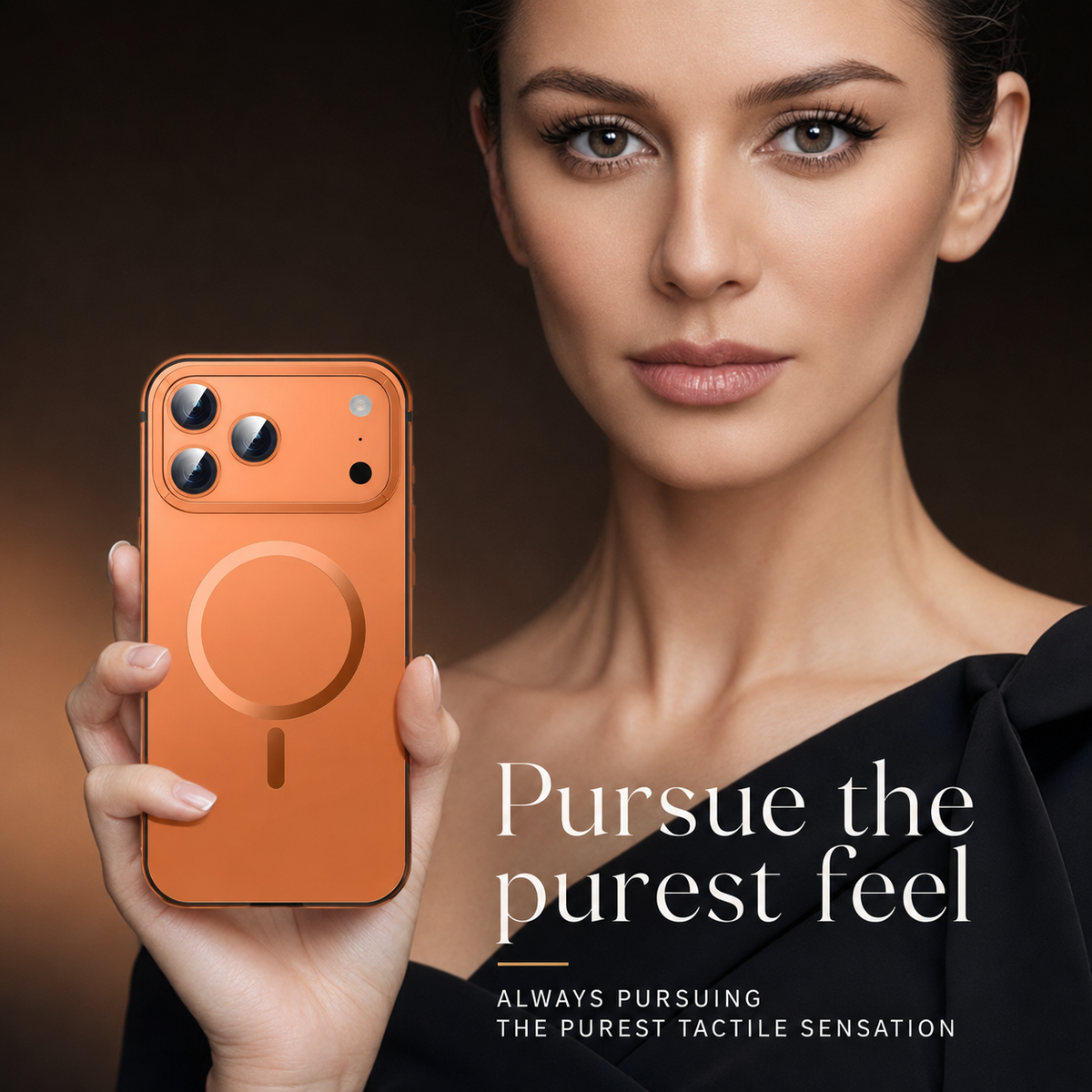 Premium iPhone Case MagSafe Compatible Orange Aluminum Metal Cover Shockproof Matte Protection