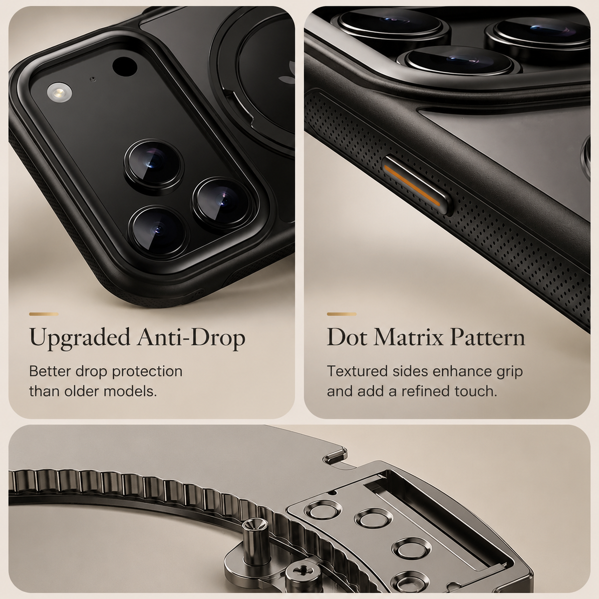 Premium iPhone Case MagSafe Compatible Rotating Stand Shockproof Protective Cover Mechanical Torque Metal TPU PC Full Coverage