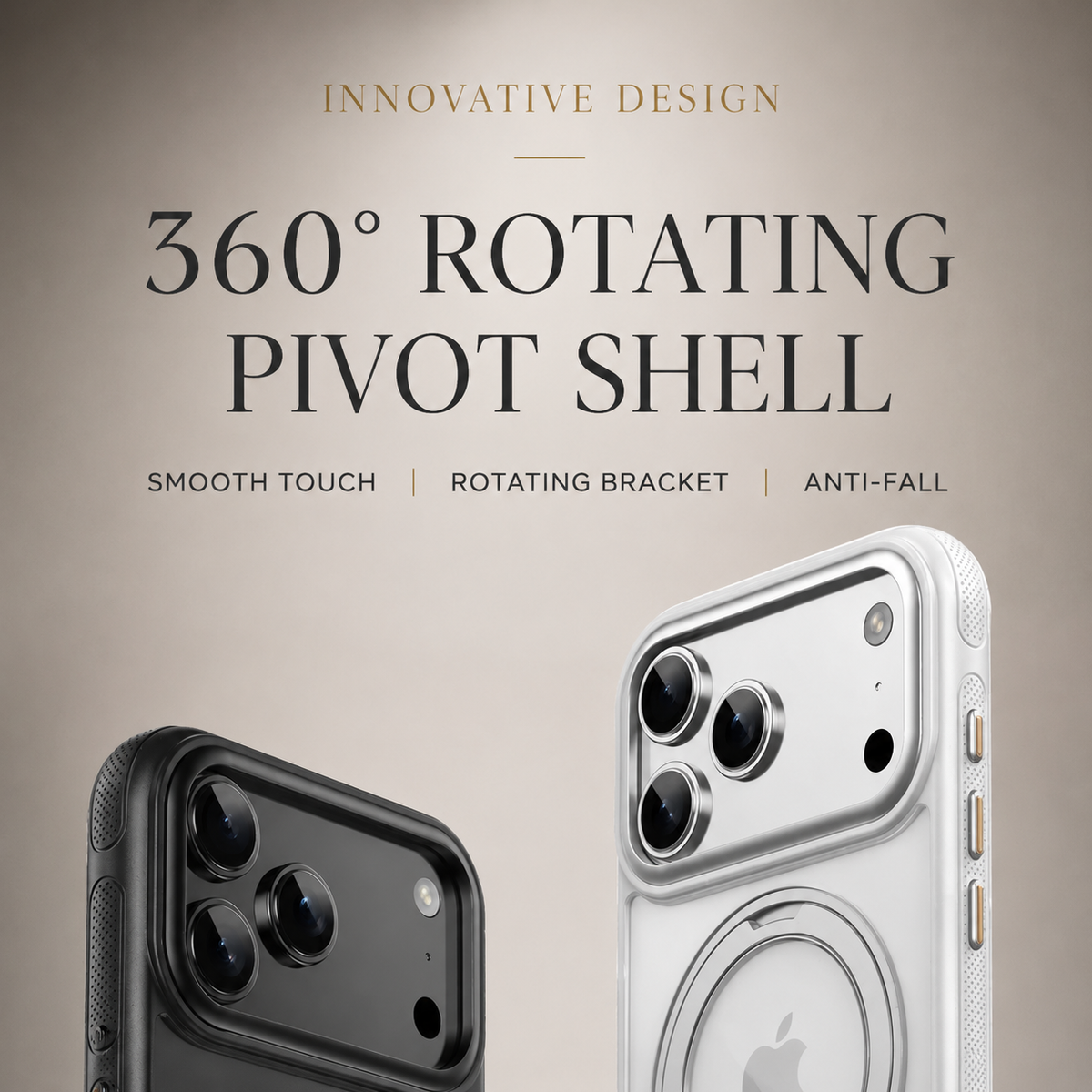 Premium iPhone Case MagSafe Compatible Rotating Stand Shockproof Protective Cover Mechanical Torque Metal TPU PC Full Coverage