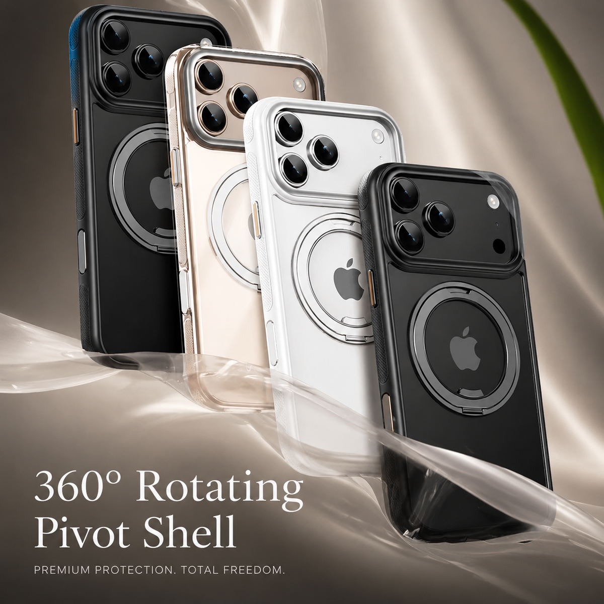 Premium iPhone Case MagSafe Compatible Rotating Stand Shockproof Protective Cover Mechanical Torque Metal TPU PC Full Coverage