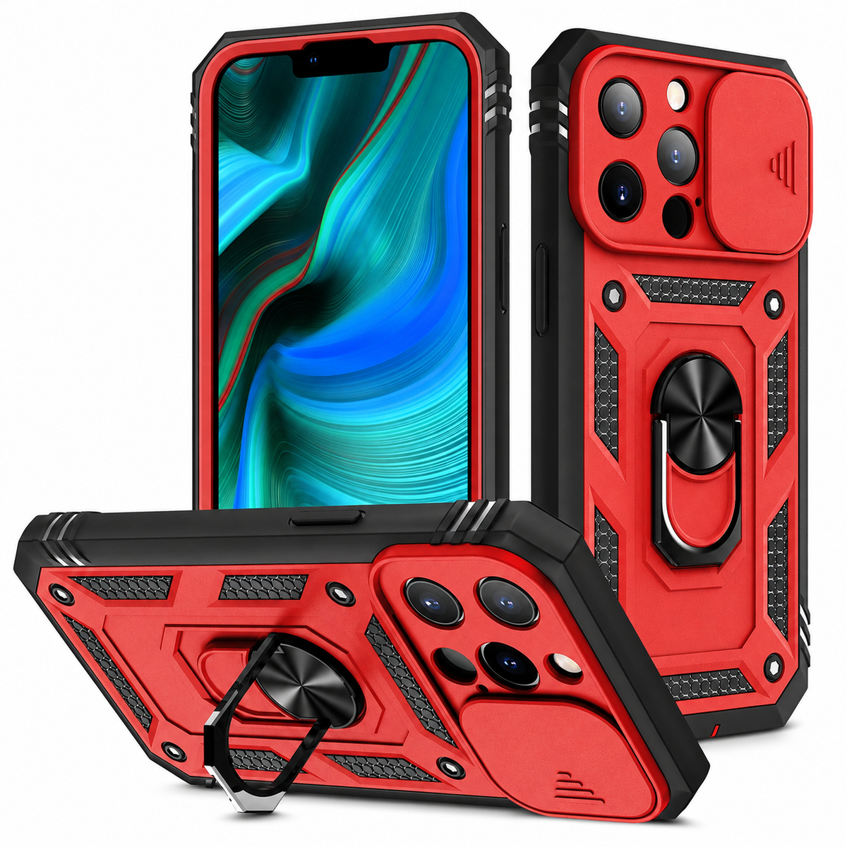 Premium iPhone Case MagSafe Compatible Rugged Armor Card Holder Cover Kickstand Protection