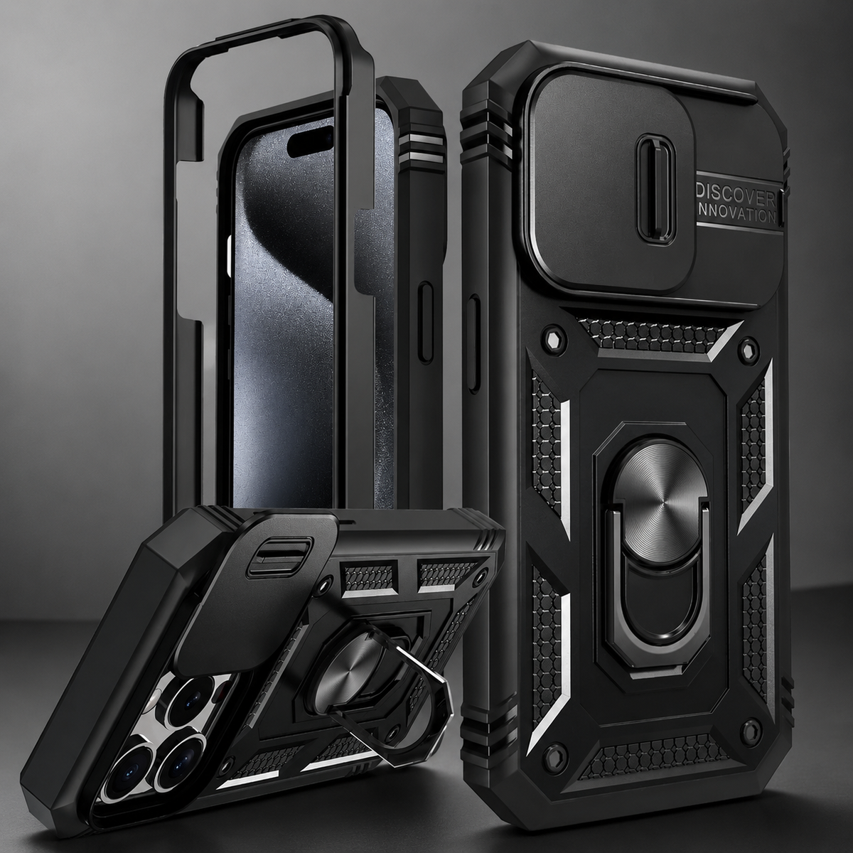 Premium iPhone Case MagSafe Compatible Rugged Armor Card Holder Cover Kickstand Protection