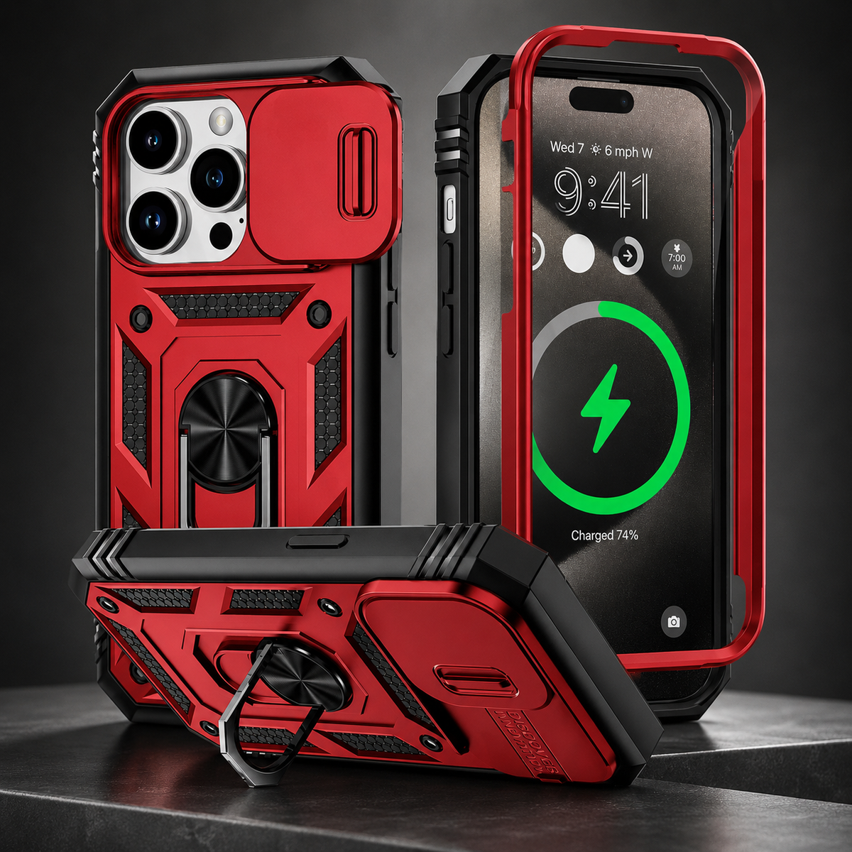 Premium iPhone Case MagSafe Compatible Rugged Armor Card Holder Cover Kickstand Protection