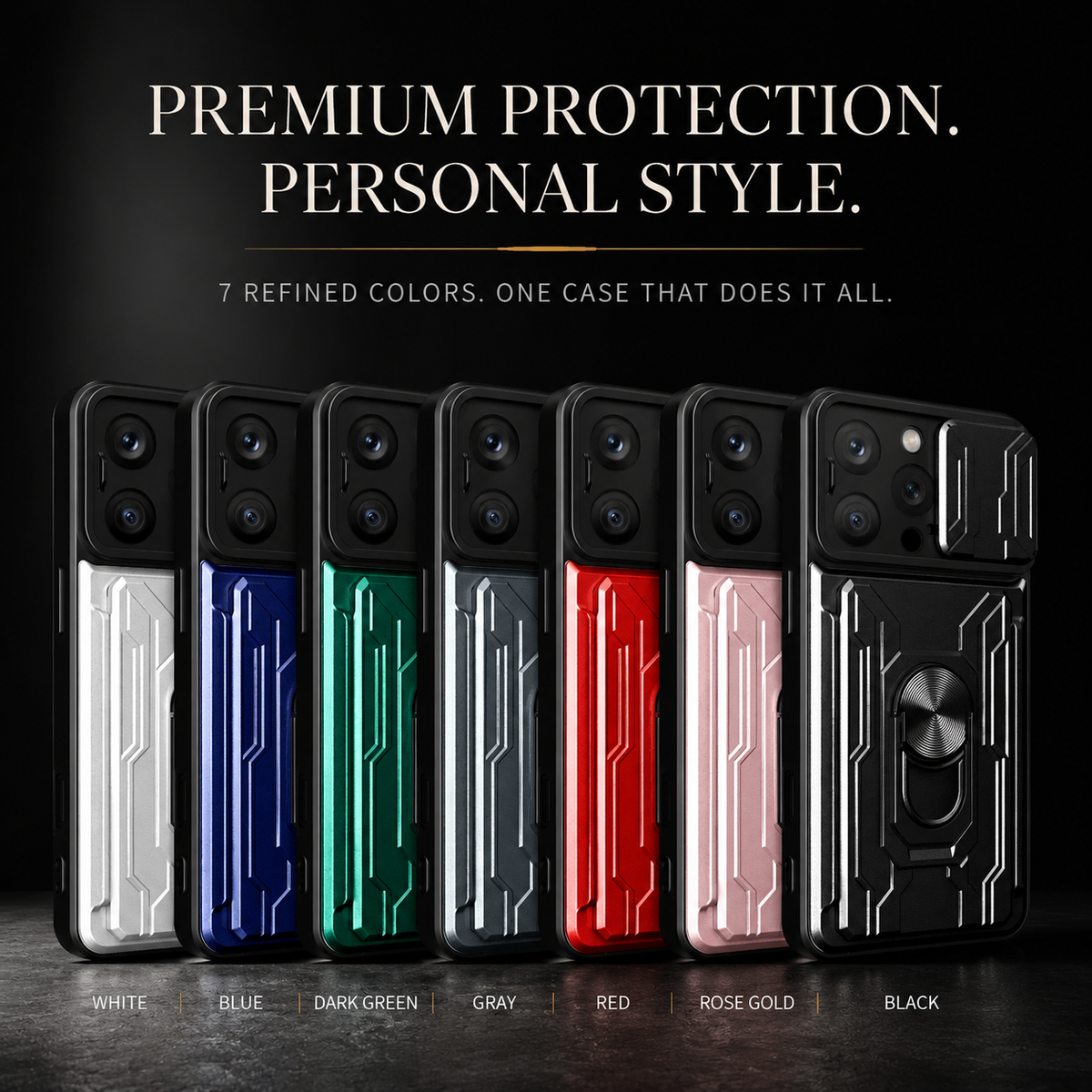 Premium iPhone Case MagSafe Compatible Rugged Armor Card Holder Cover Ring Stand Protection