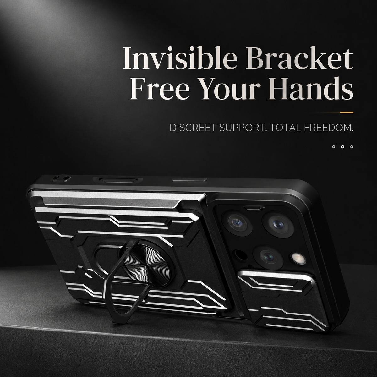 Premium iPhone Case MagSafe Compatible Rugged Armor Card Holder Cover Ring Stand Protection