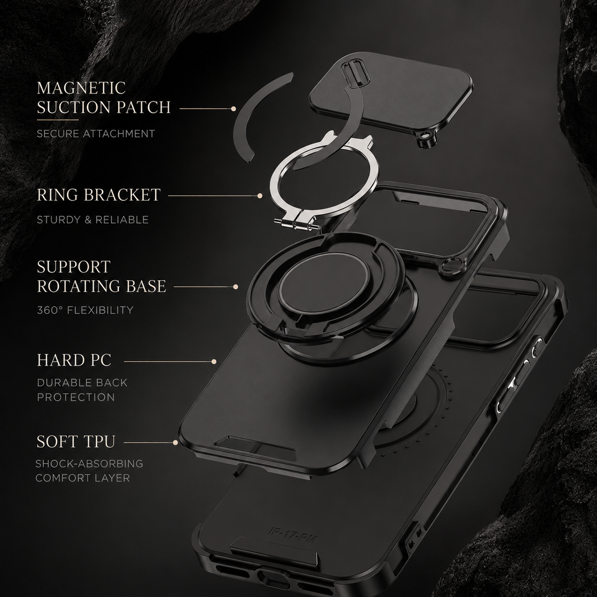 Premium iPhone Case MagSafe Compatible Rugged Armor Magnetic Stand Cover Shockproof Protection