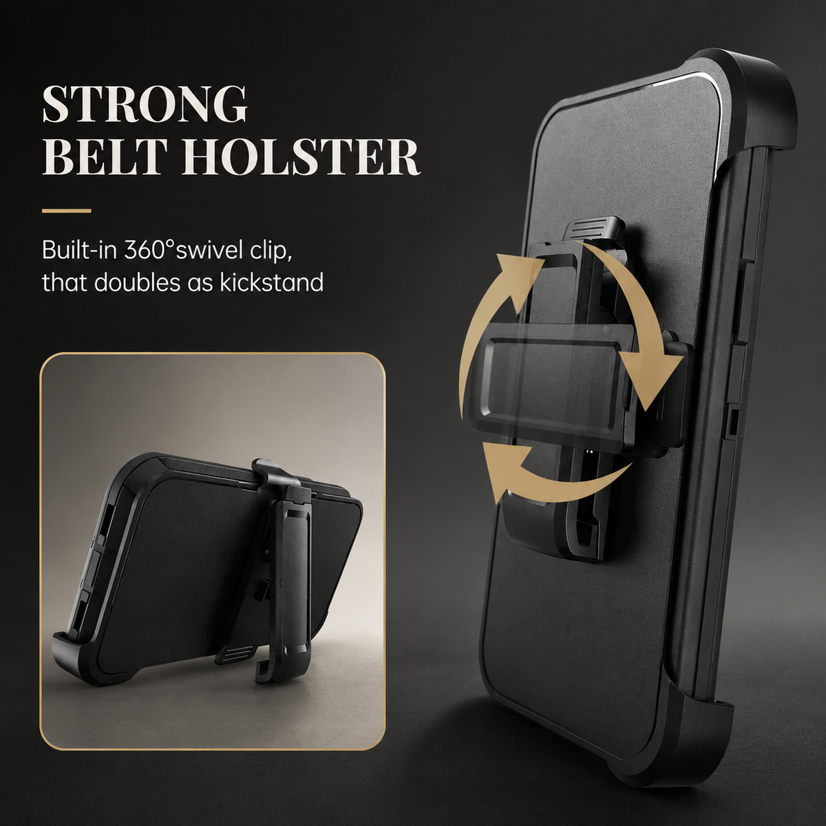 Premium iPhone Case MagSafe Compatible Rugged Defender Holster Cover Shockproof Armor Protection