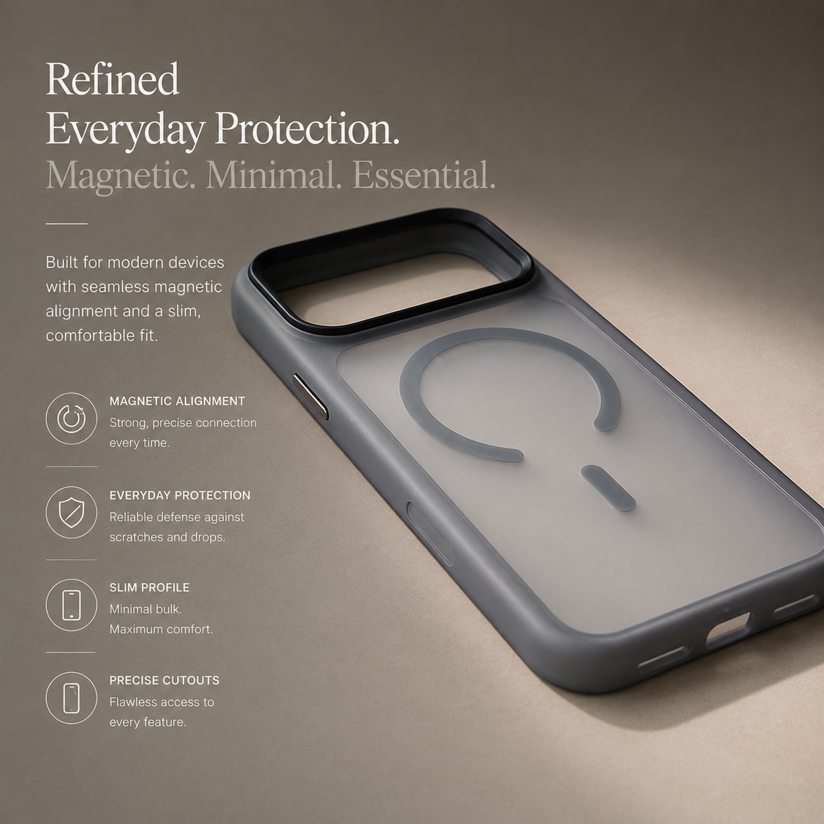 Premium iPhone Case MagSafe Compatible Shockproof Protective Cover Matte Anti Fingerprint TPU PC Camera Button Full Coverage