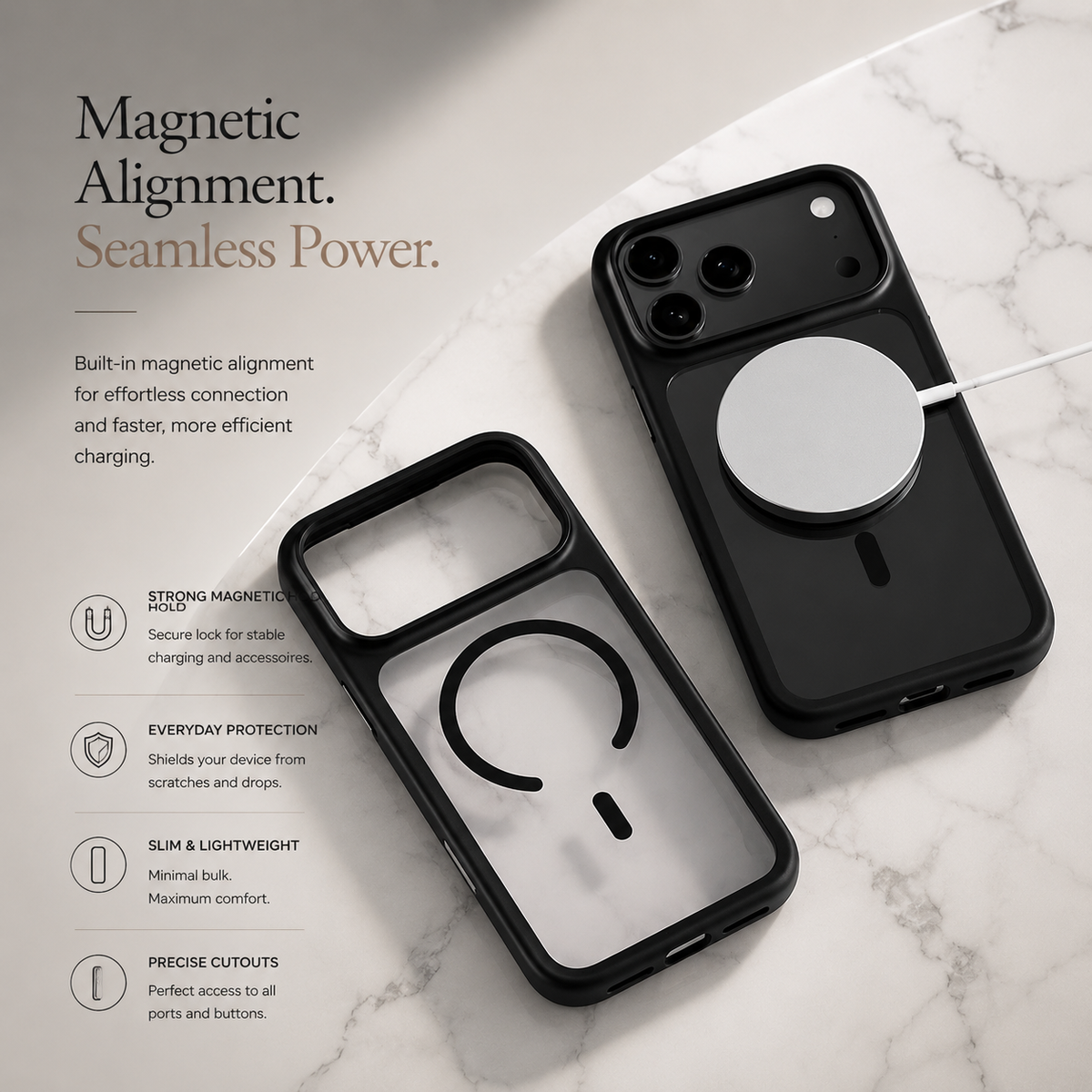Premium iPhone Case MagSafe Compatible Shockproof Protective Cover Matte Anti Fingerprint TPU PC Camera Button Full Coverage