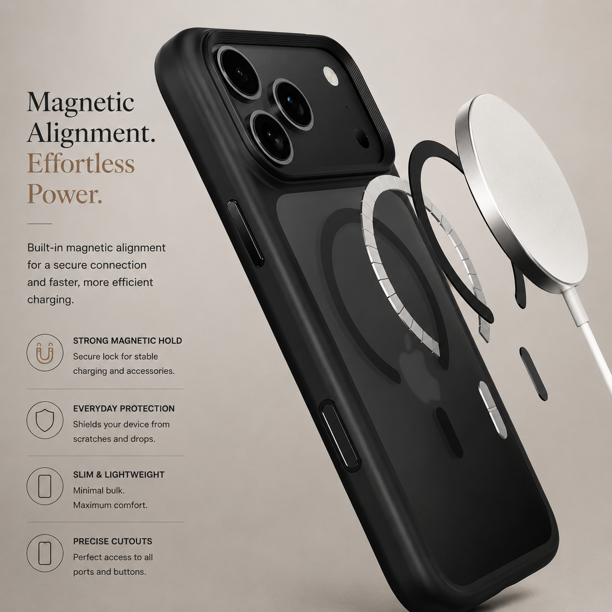 Premium iPhone Case MagSafe Compatible Shockproof Protective Cover Matte Anti Fingerprint TPU PC Camera Button Full Coverage