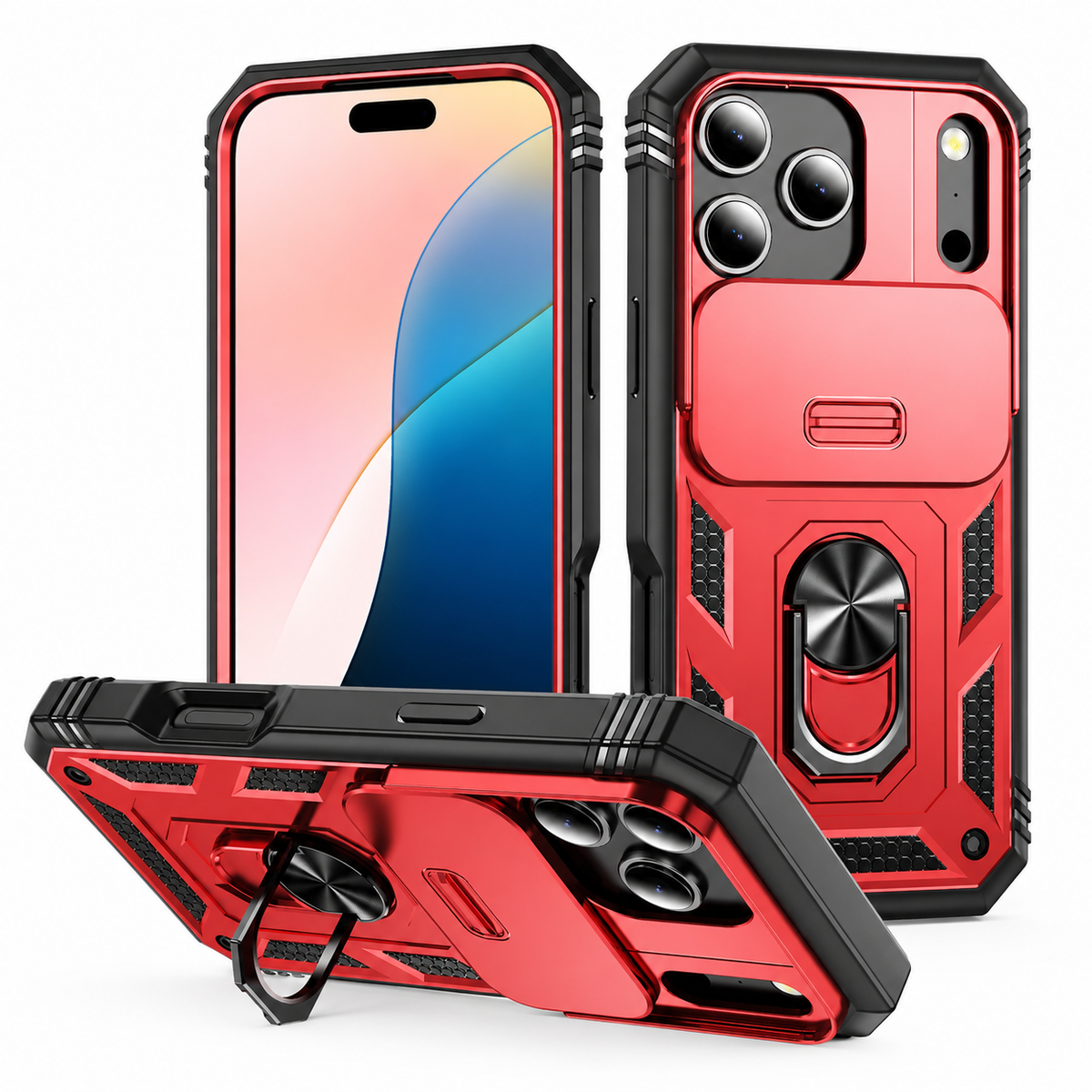 Premium iPhone Case MagSafe Compatible Slide Camera Cover Kickstand Shockproof Protection