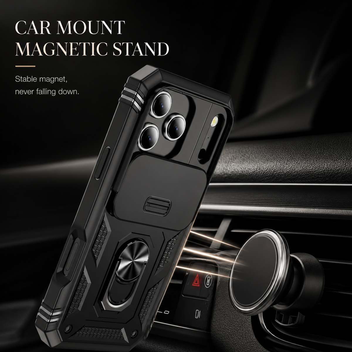 Premium iPhone Case MagSafe Compatible Slide Camera Cover Kickstand Shockproof Protection