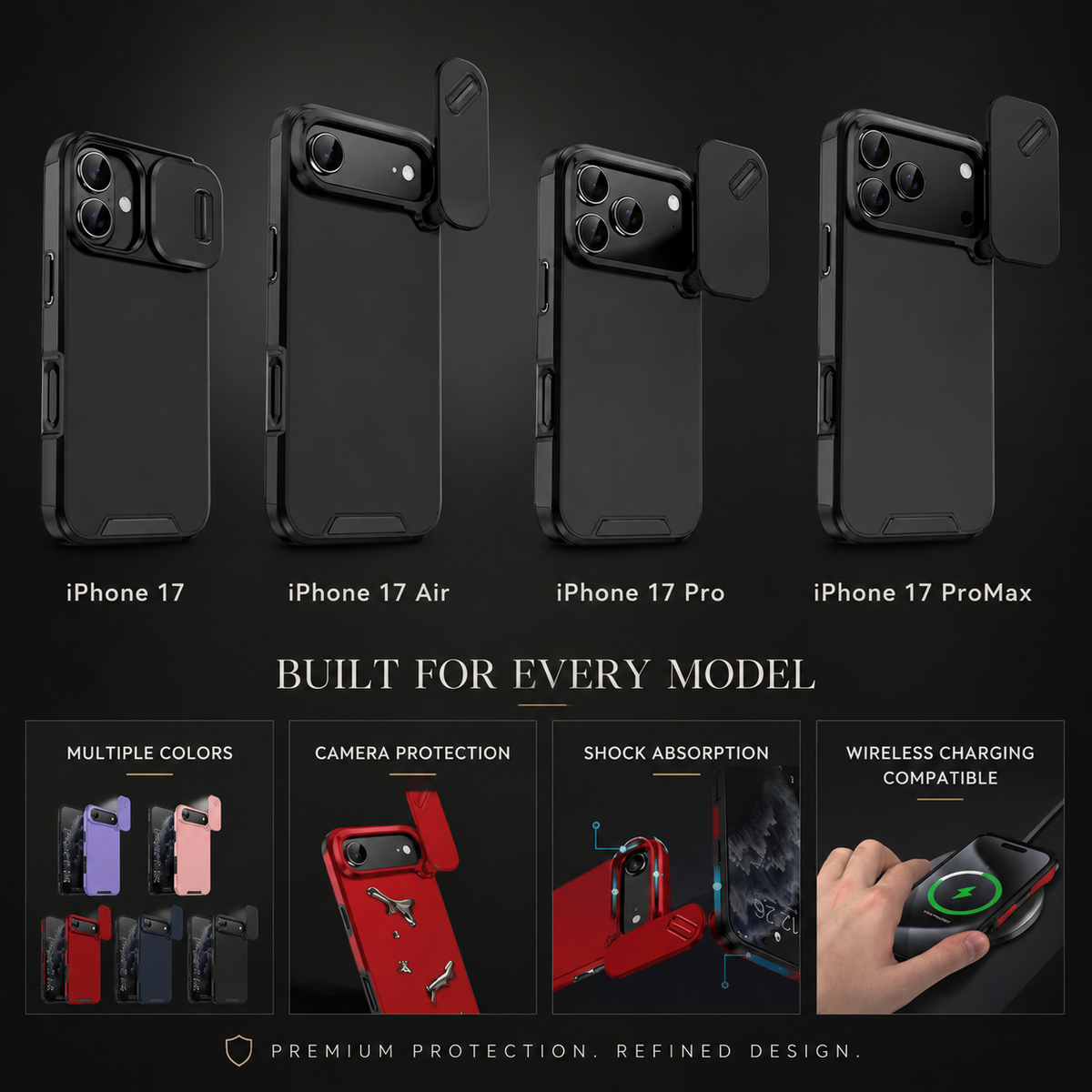Premium iPhone Case MagSafe Compatible Slide Camera Cover Shockproof Anti Collision Protection