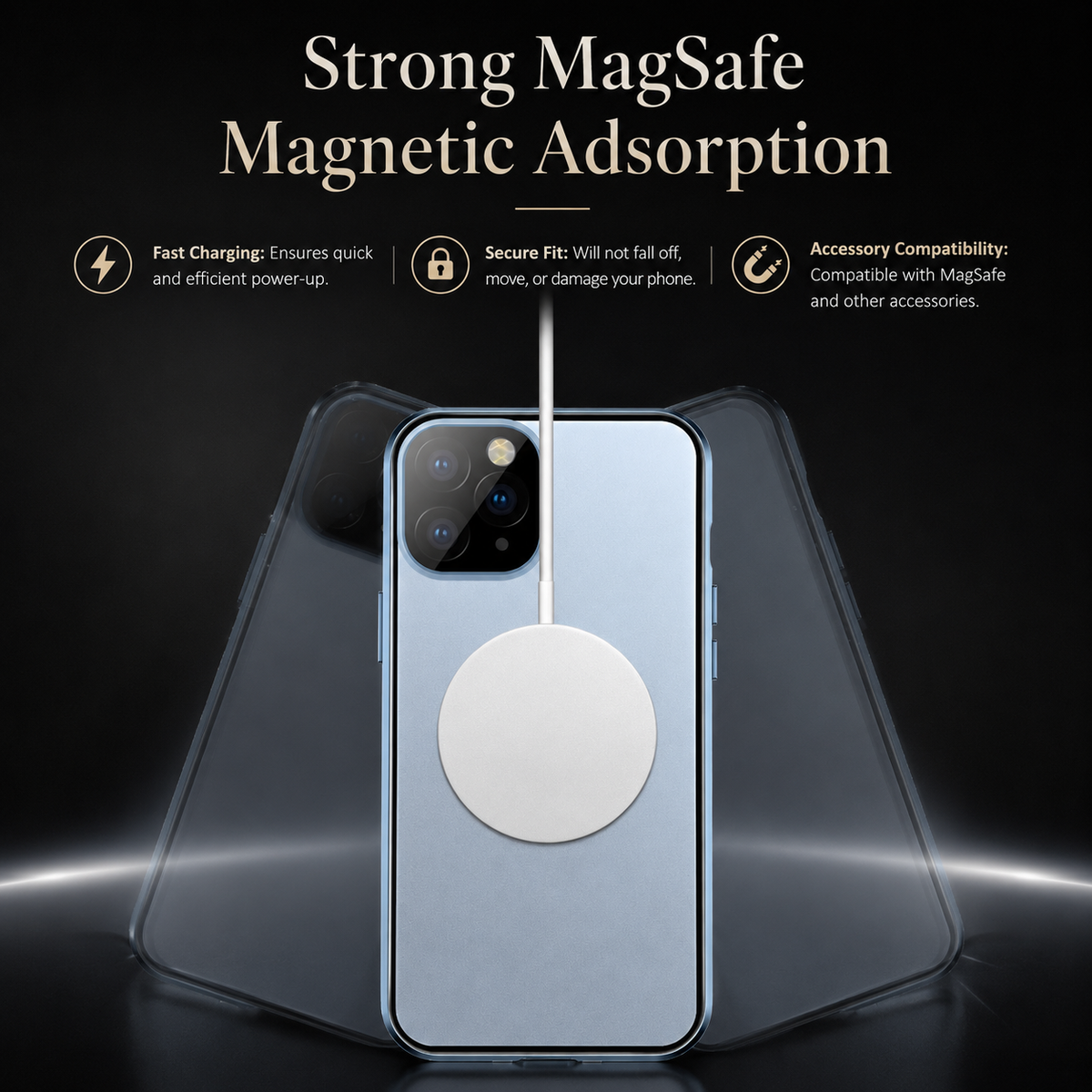 Premium iPhone Case MagSafe Compatible Transparent Aluminum Frame Cover Full Protection