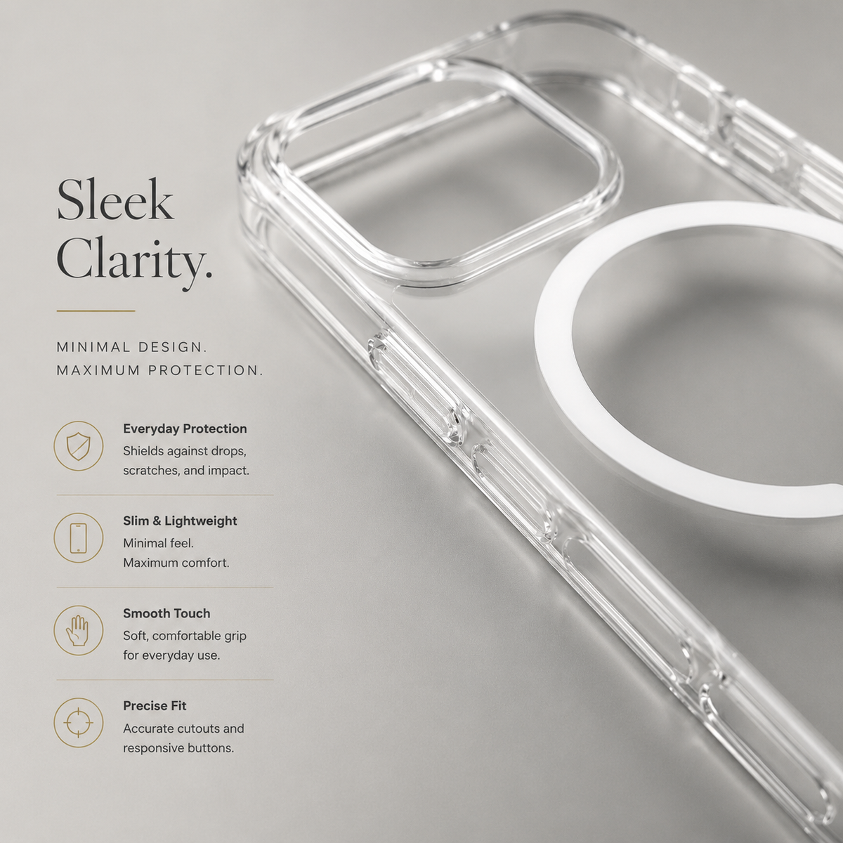 Premium iPhone Case MagSafe Compatible Transparent Clear Protective Cover Slim Shockproof Anti Scratch Lightweight Full Coverage