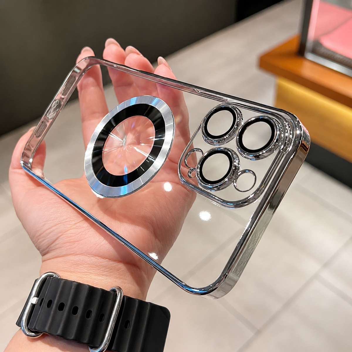 Premium iPhone Case MagSafe Compatible Transparent Plated Cover Ultra Thin Protection