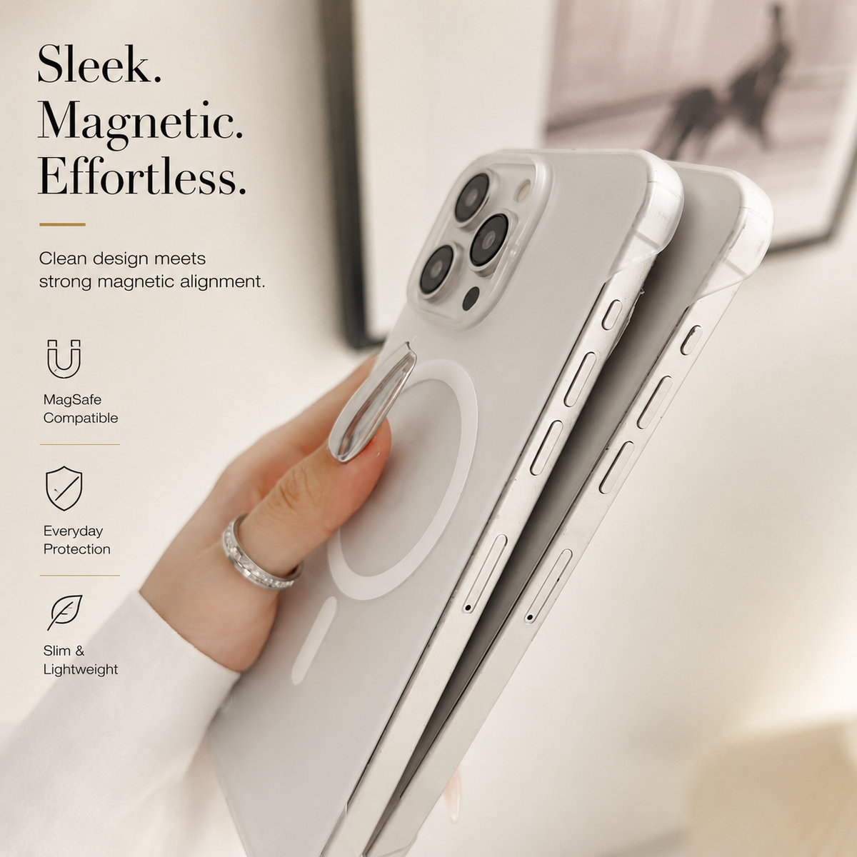 Premium iPhone Case MagSafe Compatible Transparent Ultra Thin Cover Frameless Protection