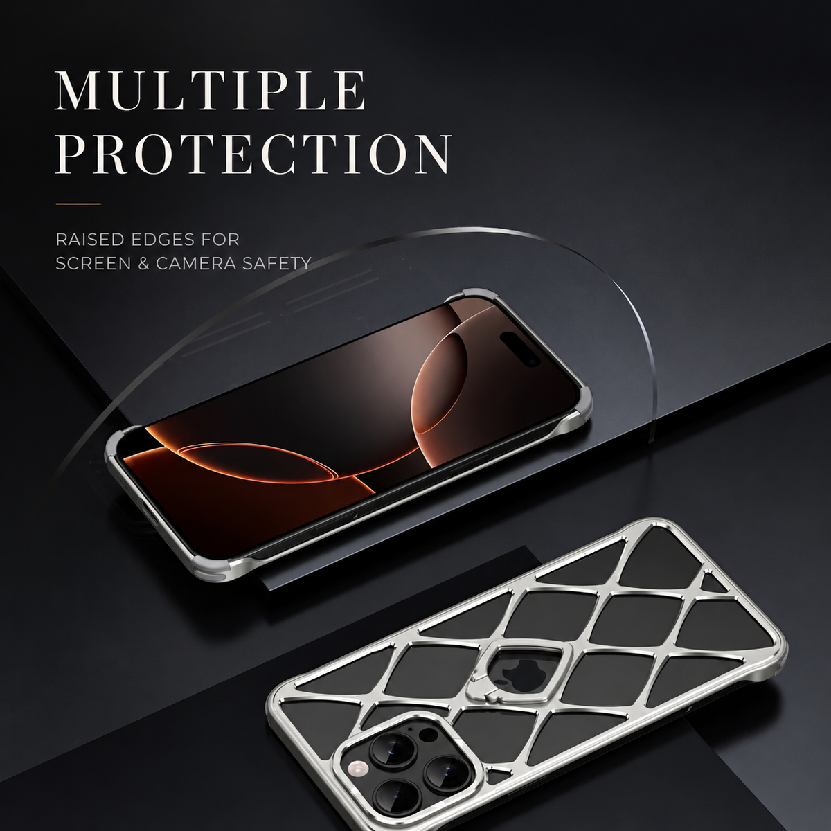 Premium iPhone Case MagSafe Compatible Ultra Light Metal Frame Cover Cooling Back Shockproof Stand Design