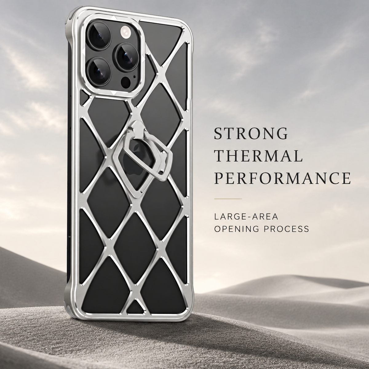 Premium iPhone Case MagSafe Compatible Ultra Light Metal Frame Cover Cooling Back Shockproof Stand Design