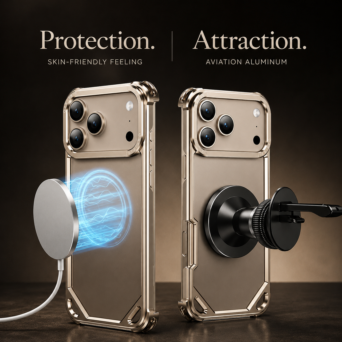Premium iPhone Case MagSafe Compatible Ultra Thin Metal Bumper Cover Shockproof Protection