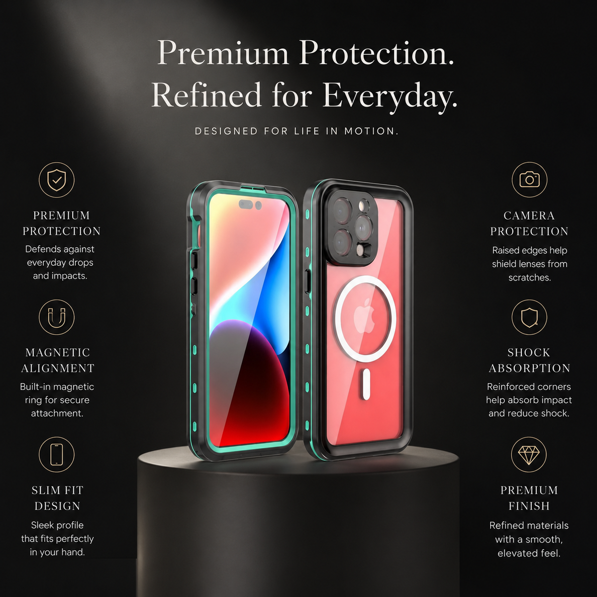 Premium iPhone Case MagSafe Compatible Waterproof IP68 Cover Full Body Protection