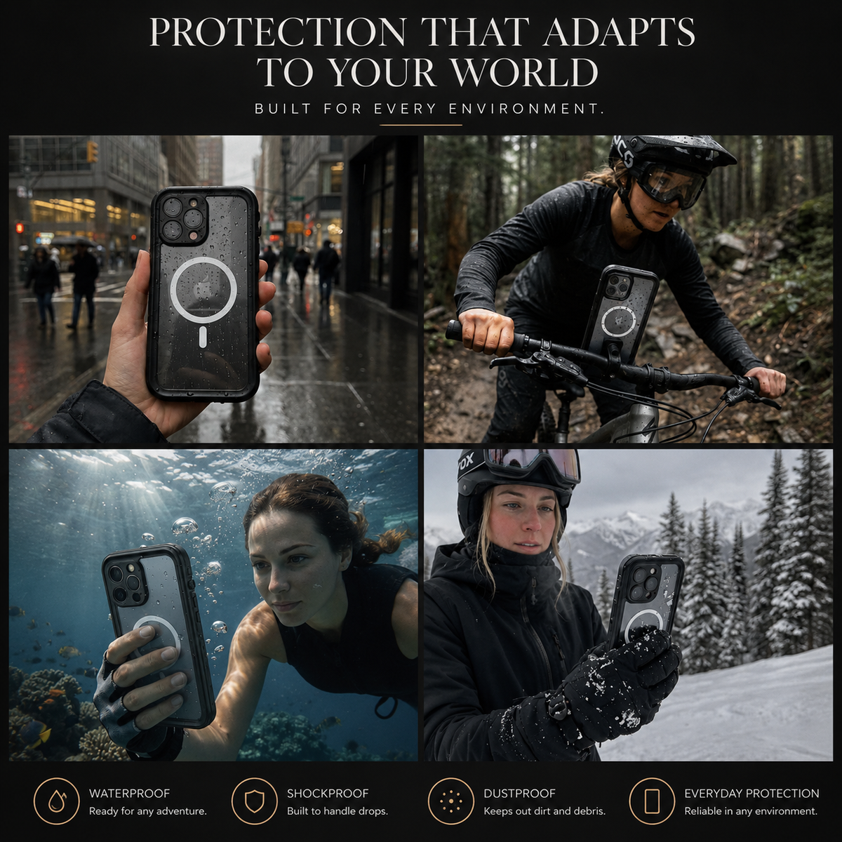 Premium iPhone Case MagSafe Compatible Waterproof IP68 Cover Full Body Protection