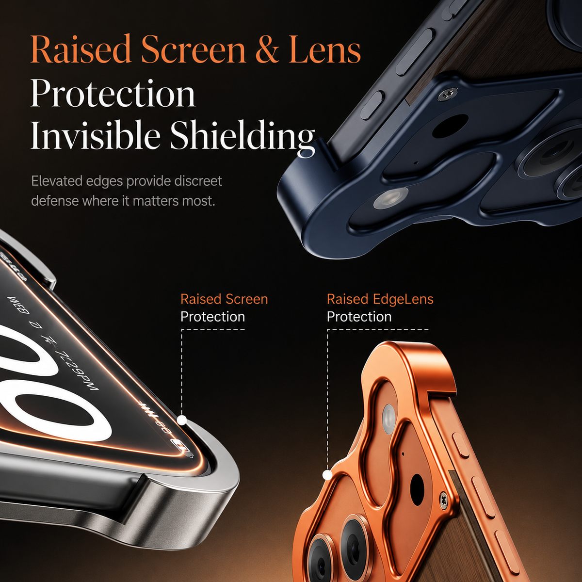 Premium iPhone Case MagSafe Compatible Wood Back Cover Aluminum Frame 360° Rotating Ring Stand Shockproof Protection