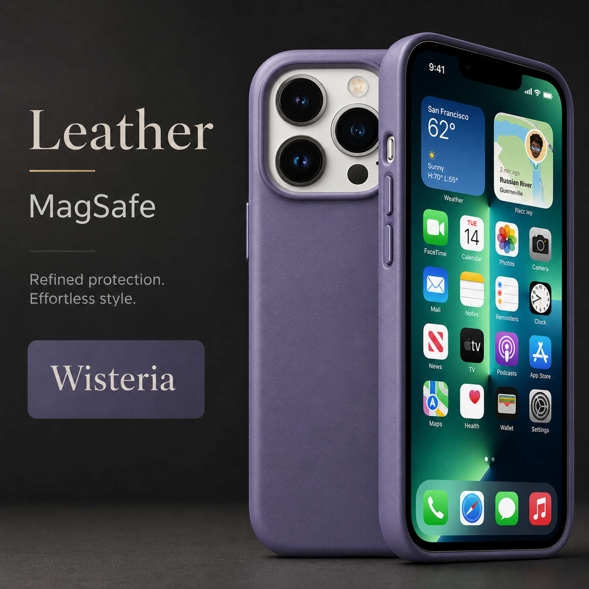 Premium iPhone Case MagSafe Leather Cover Strong Magnetic Support Shockproof Half Wrapped Slim Protective Design