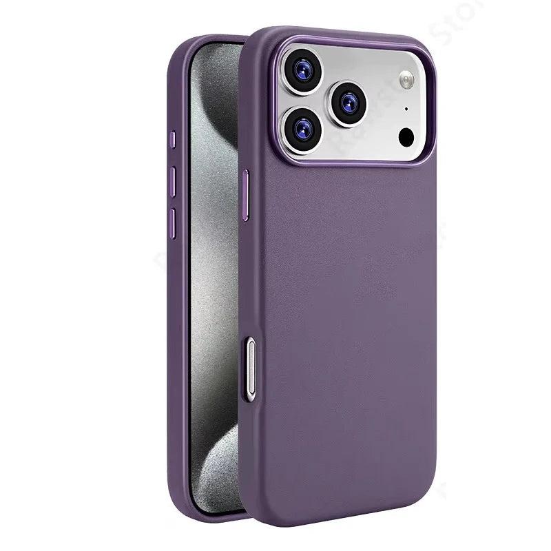 Premium iPhone Case MagSafe Leather Cover Strong Magnetic Support Shockproof Half Wrapped Slim Protective Design