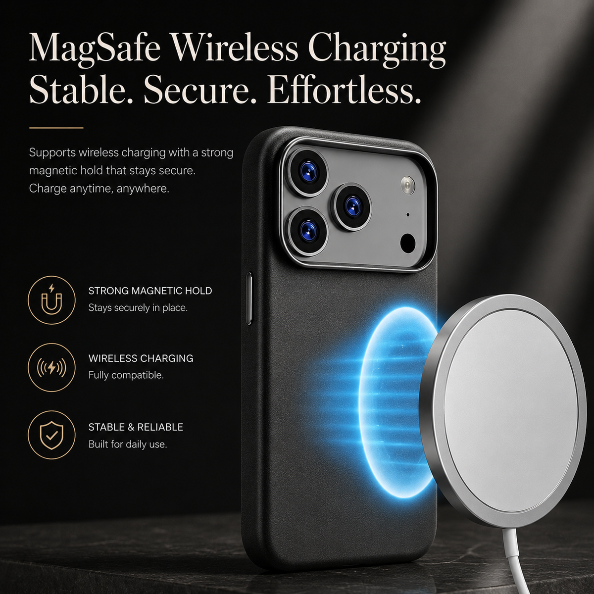 Premium iPhone Case MagSafe Leather Cover Strong Magnetic Support Shockproof Half Wrapped Slim Protective Design